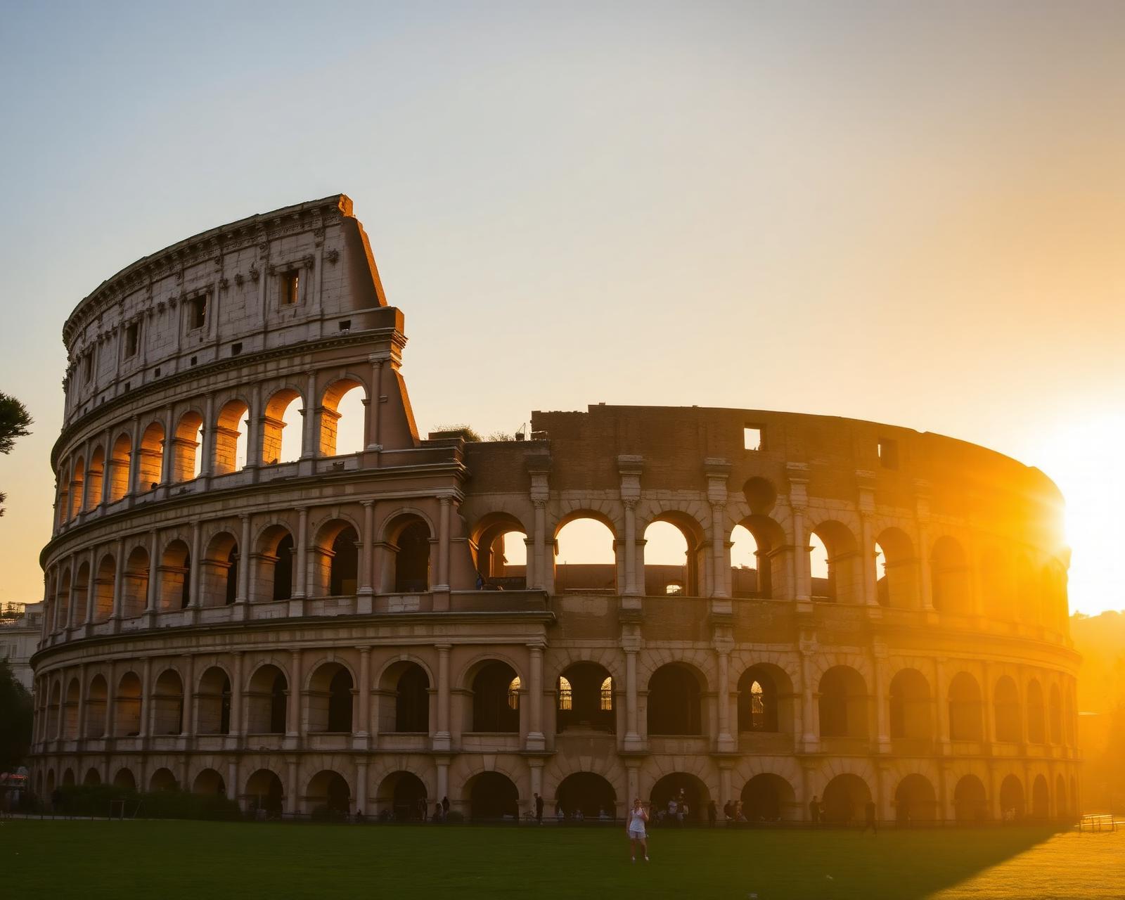 The Roman Colosseum at sunset